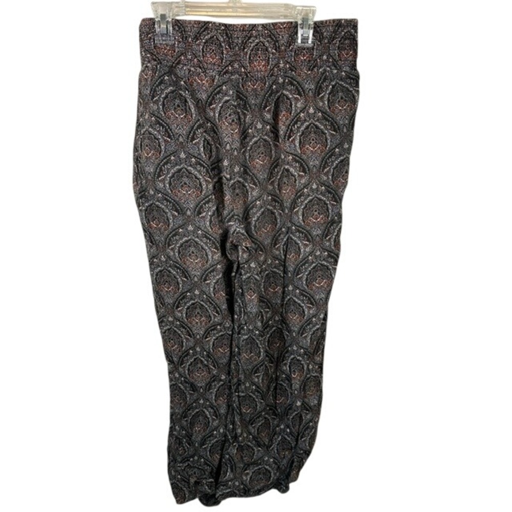 Garnet‎ Hill Pants Womens 6 Paisley Print Smocked Waist Relaxed Leg Black Rust